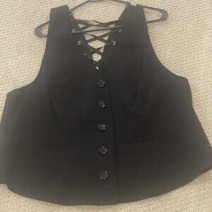 Cute Black Button-down Vest